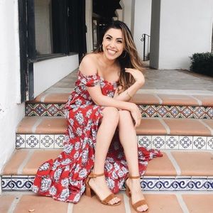 Dresses - Flowered off shoulder dress Dresses - Flowered off shoulder dress